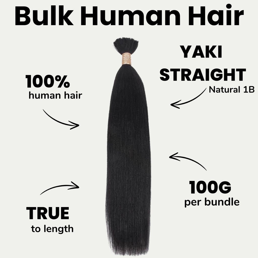 Yaki Straight Bulk 100% Human Braiding Hair Private Label