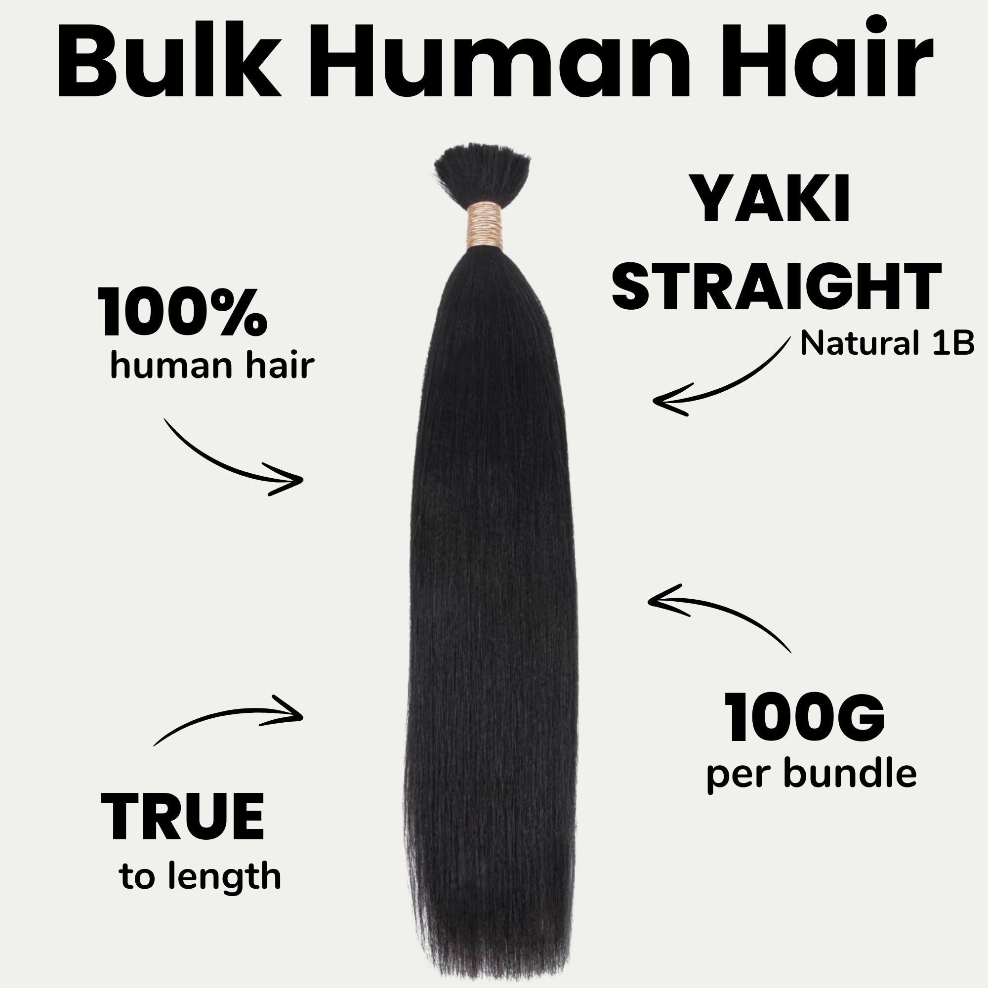 Yaki Straight Bulk 100% Human Braiding Hair Private Label
