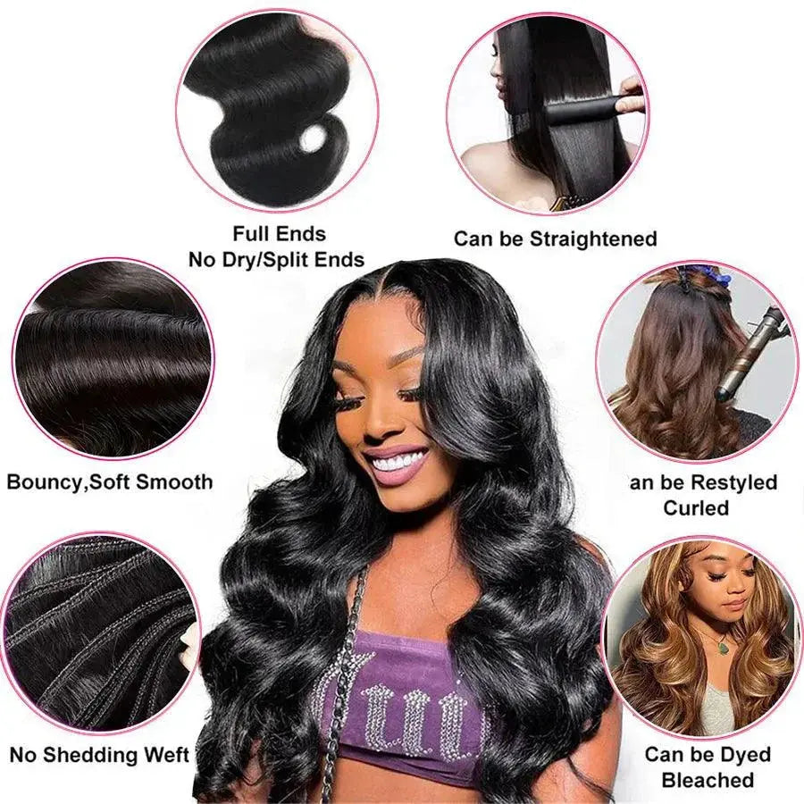 Brazilian Body Wave Hair Bundles - 100% Human Hair Extensions 3 PCS MANDOTOS
