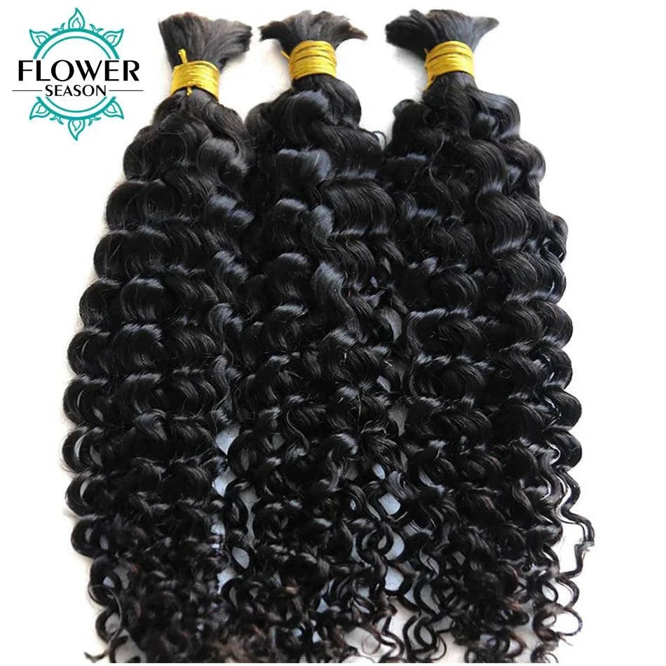 Burmese Boho Braids - Double Drawn Curly Bulk Human Hair Extensions for Braiding - 3 Bundles MANDOTOS