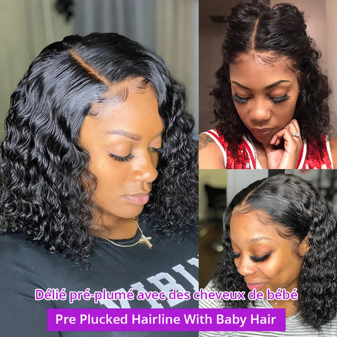 Deep Water Wave Lace Frontal Human Hair Wigs Transparent Curly My Store