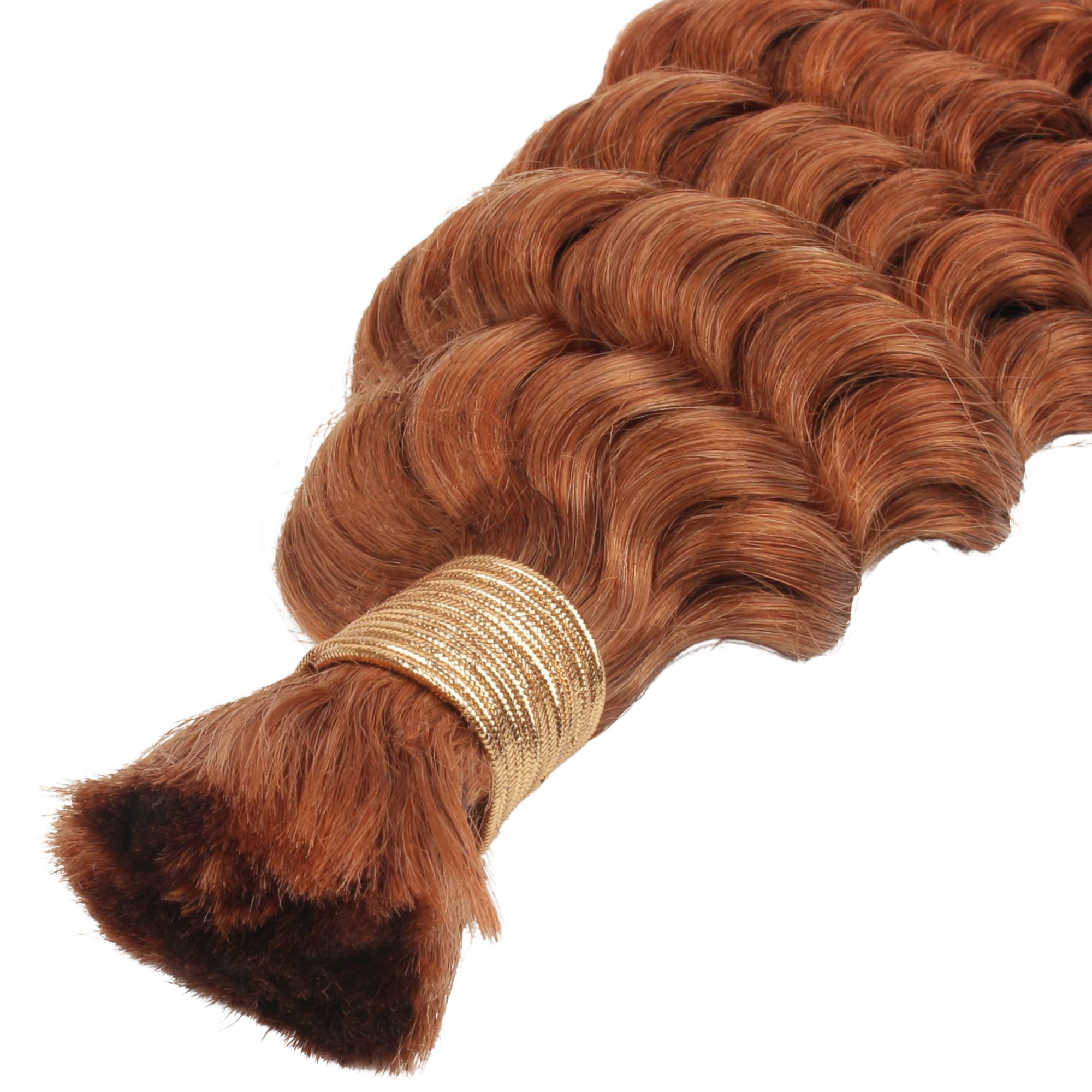 Copper Deep Wave Color 350 Bulk 100% Human Braiding Hair Private Label