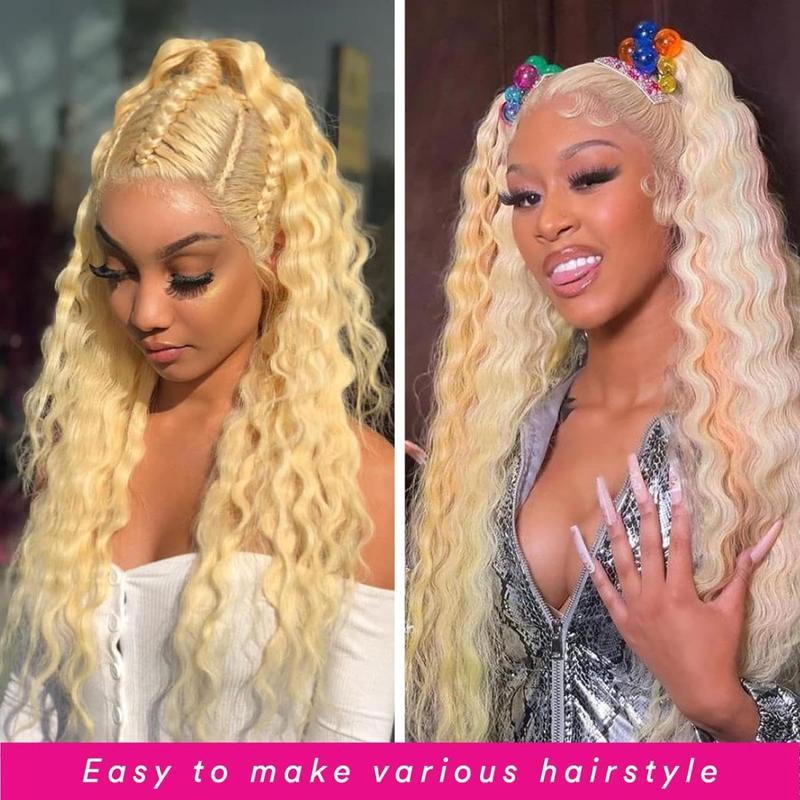 Blonde Wig Human Hair Deep Wave 13x6 Hd Lace Frontal Wig 250 Density Brazilian Front Wigs Pre Plucked 613 Curly Human Hair Wigs The Hair Plug