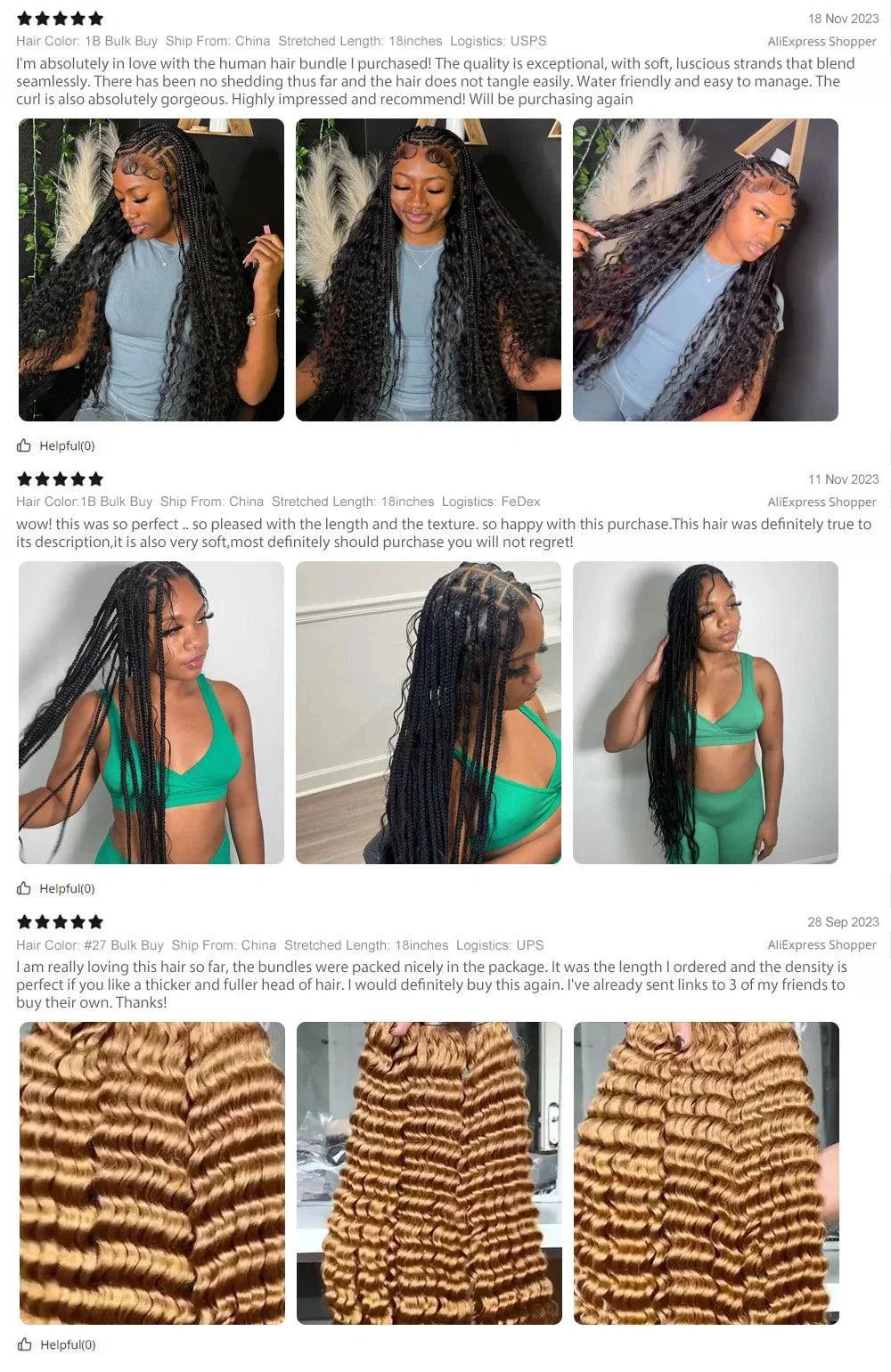 Human Hair 20" Braiding Bundle - Deep Wave Highlight P4/27 for Gorgeous Styles MANDOTOS
