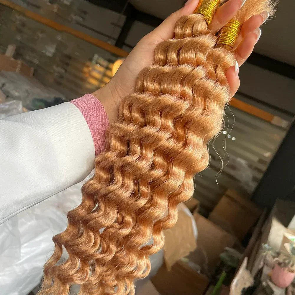 Human Hair 20" Braiding Bundle - Deep Wave Highlight P4/27 for Gorgeous Styles MANDOTOS