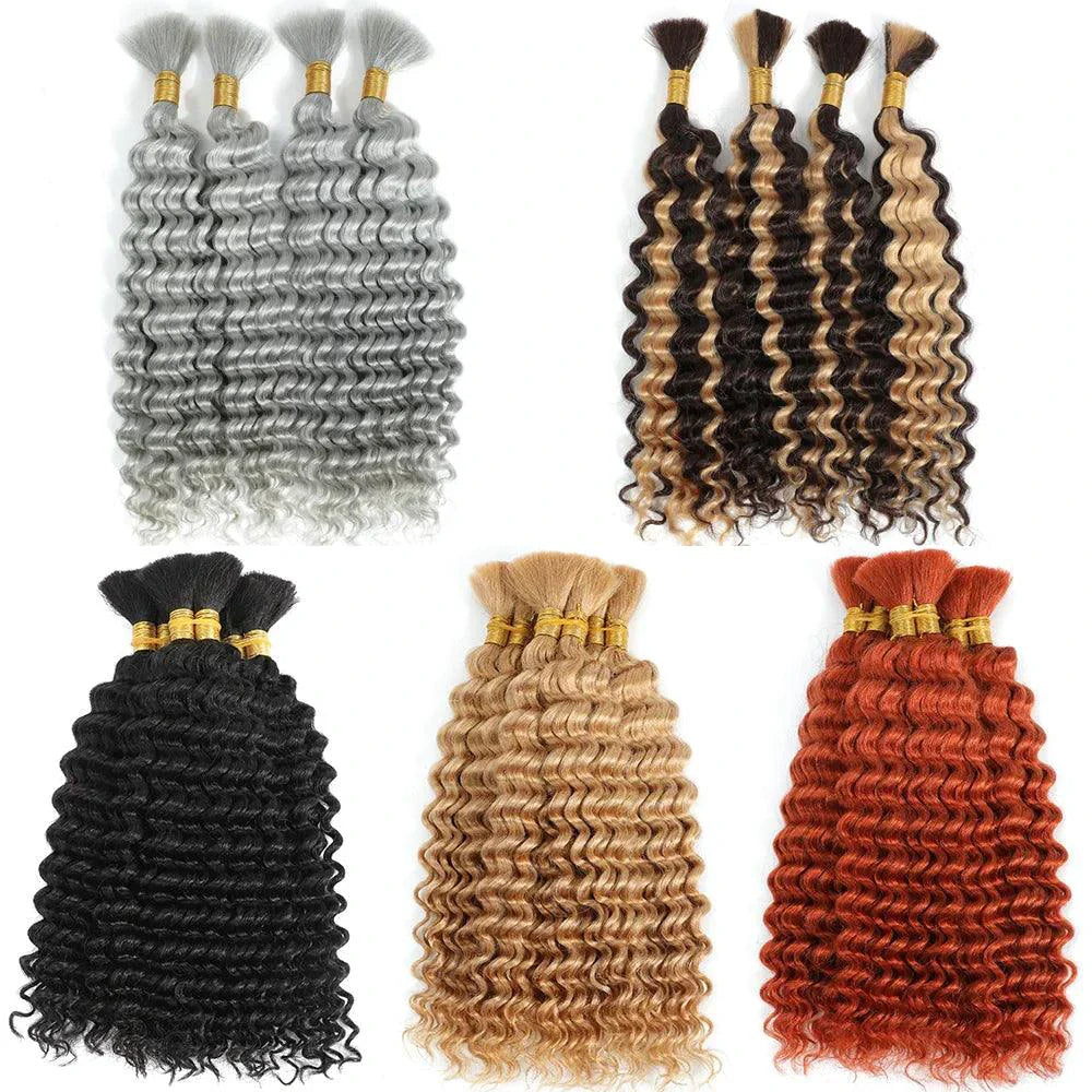 Human Hair 20" Braiding Bundle - Deep Wave Highlight P4/27 for Gorgeous Styles MANDOTOS