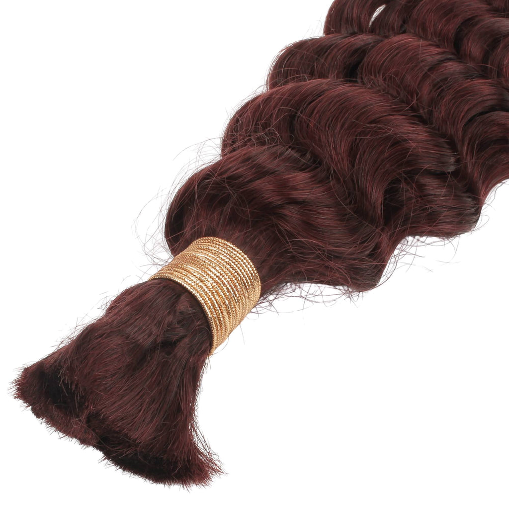 Burgundy Deep Wave Color 99J Bulk 100% Human Braiding Hair Private Label