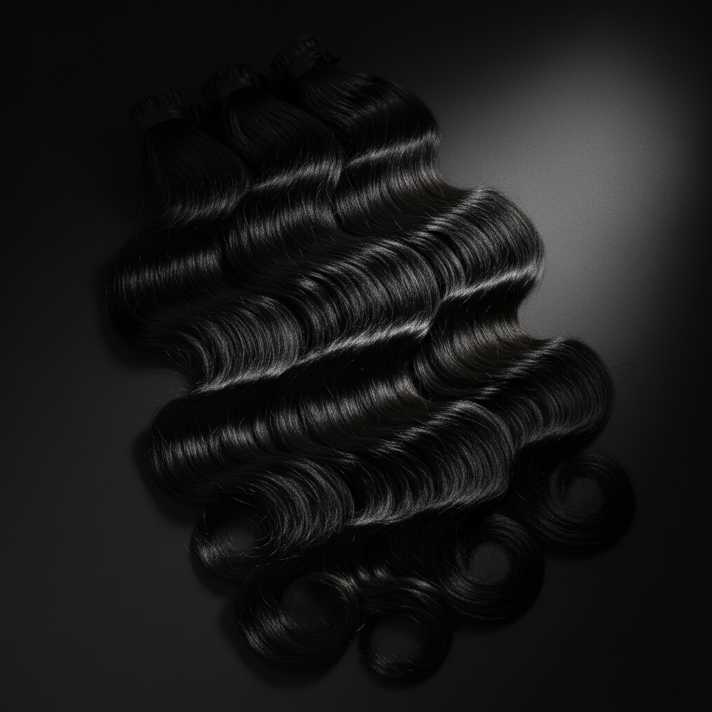 Malaysian Body Wave 100% Human Hair Bundles luxury stack display