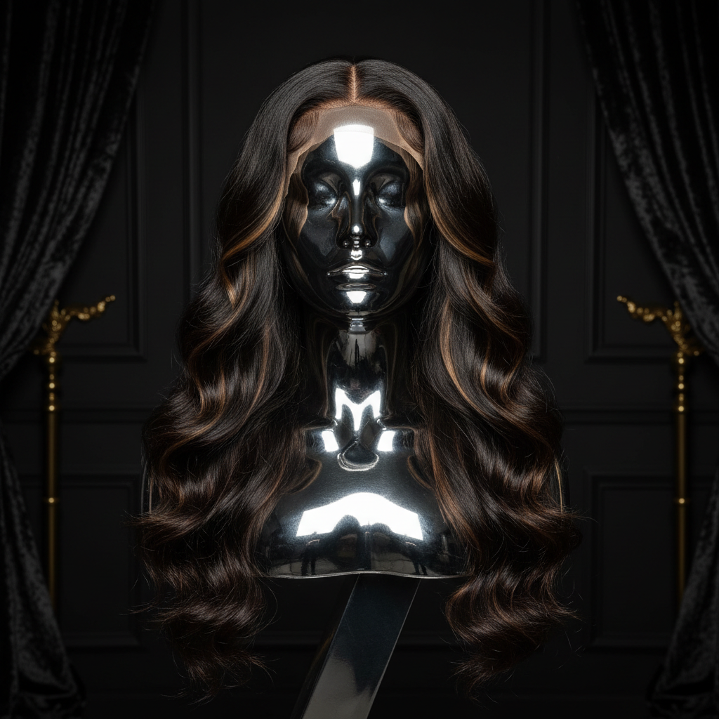 Raw Zaria Glueless 5x5 HD Lace Wig on titanium mannequin head