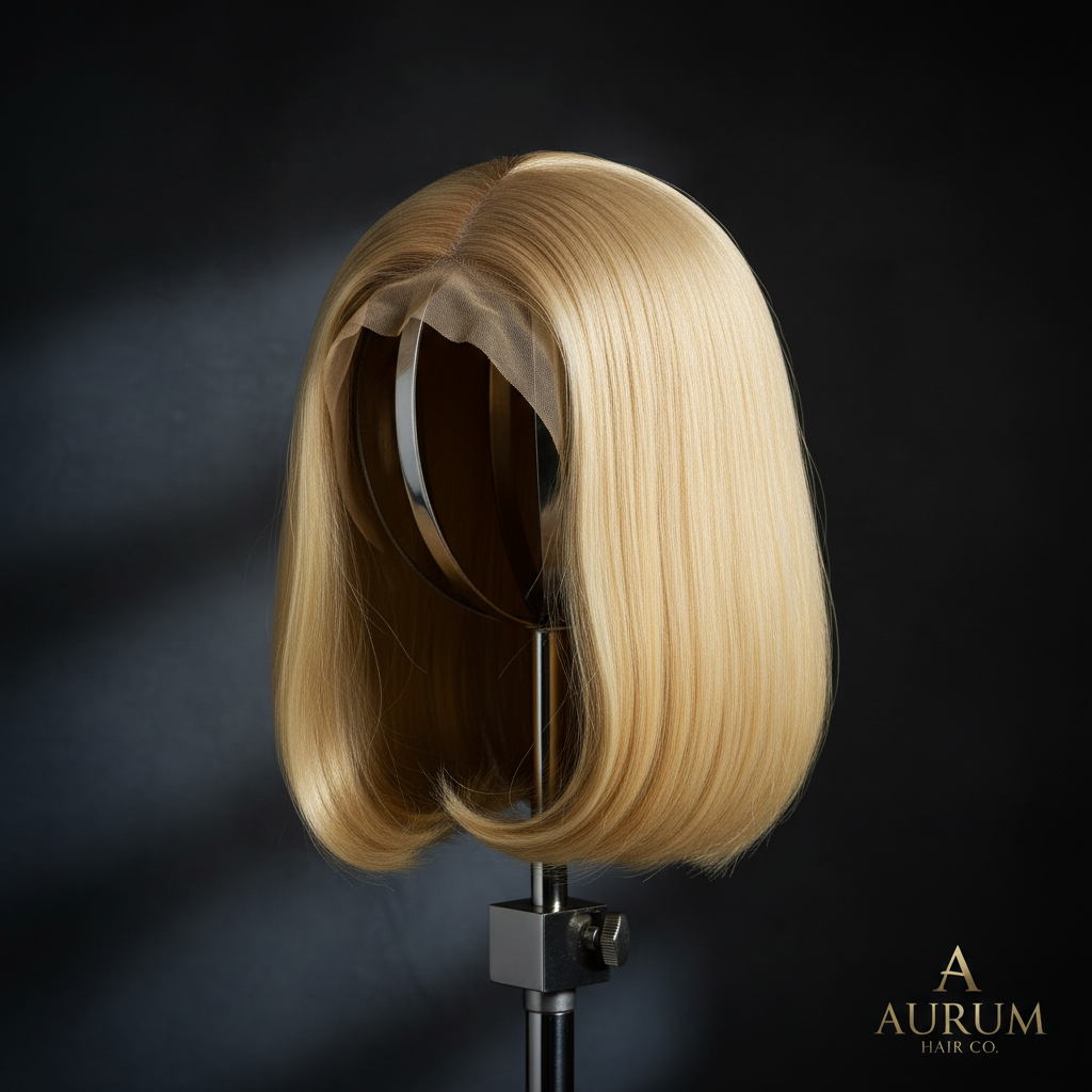 Buttercup 13x4 Transparent Lace Front Bob Wig on titanium wig head
