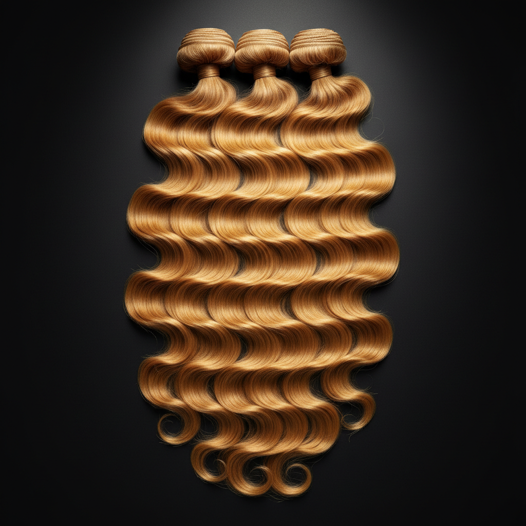 Honey Blonde Body Wave 100% Human Hair Bundles luxury stack display