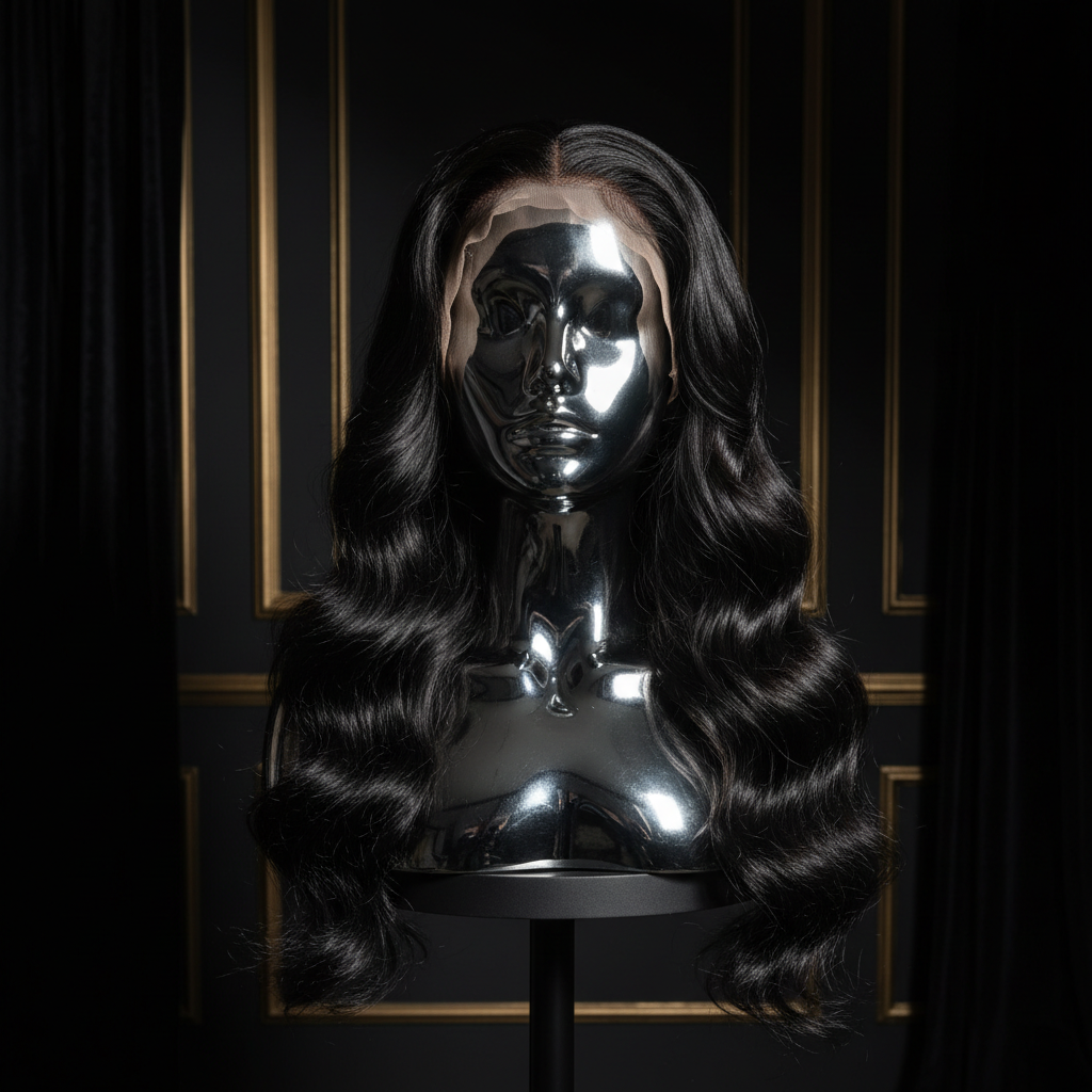 Loose Wave 13x4 Transparent Lace Front Wig on titanium mannequin head