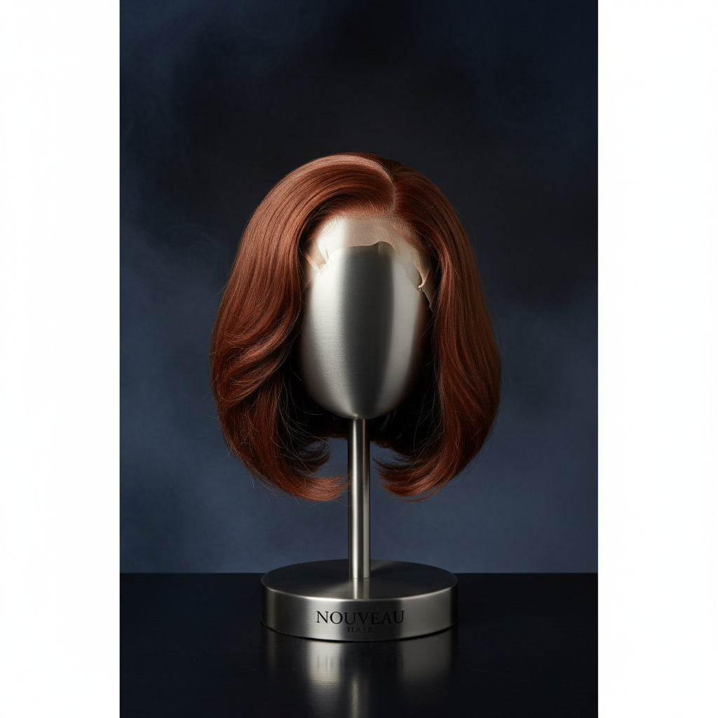 Cinnamon 13x4 Transparent Lace Front Bob Wig on titanium wig head