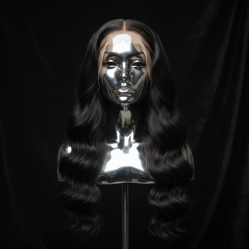 Body Wave 13x4 Transparent Lace Front Wig on titanium mannequin head