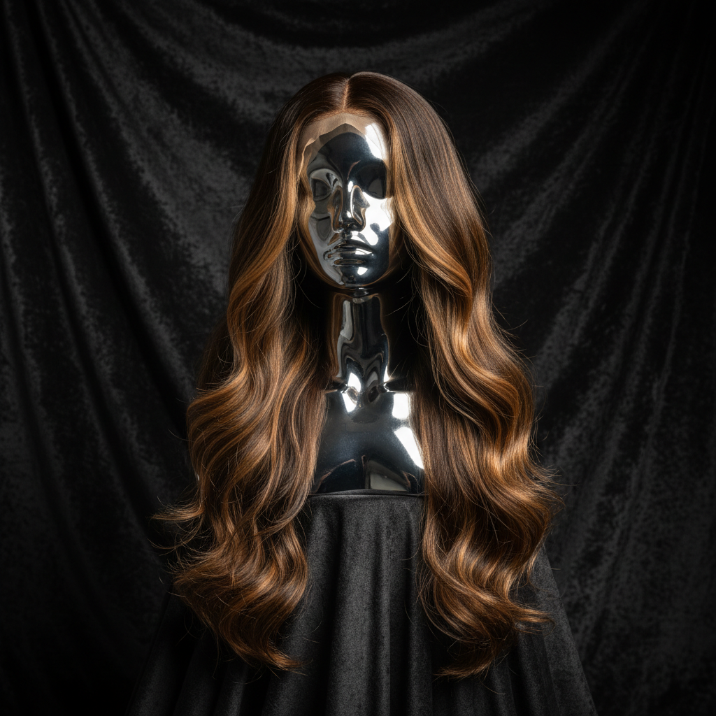 Raw Harper Glueless 5x5 HD Lace Wig on titanium chrome mannequin head