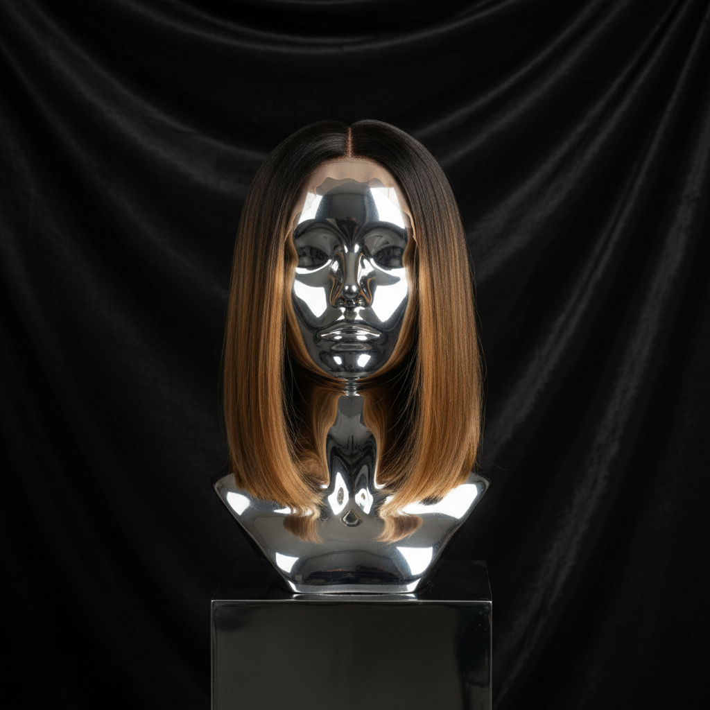 Ombre 4/27 Highlight Straight Bob Wig 13x4 Transparent Lace on titanium mannequin head