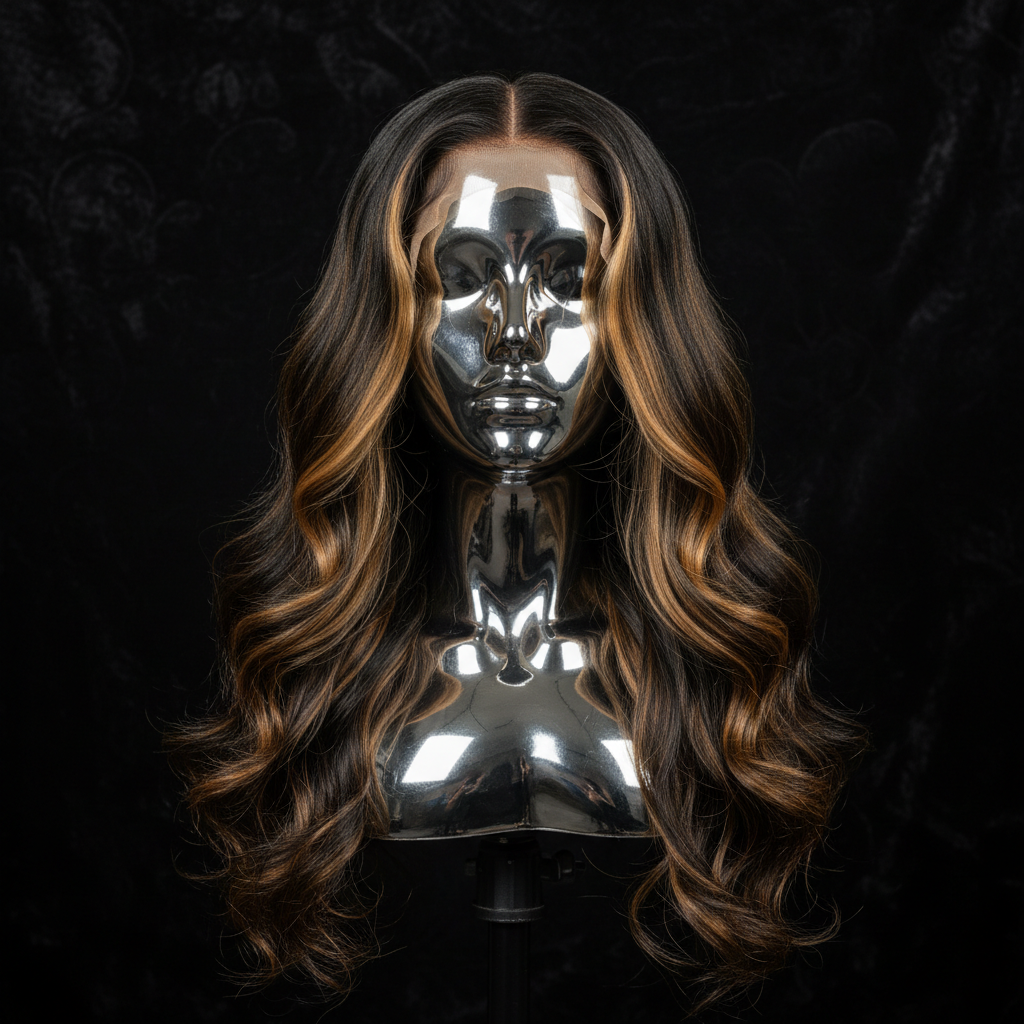 Raw Bianca Glueless 5x5 HD Lace Wig on titanium mannequin head