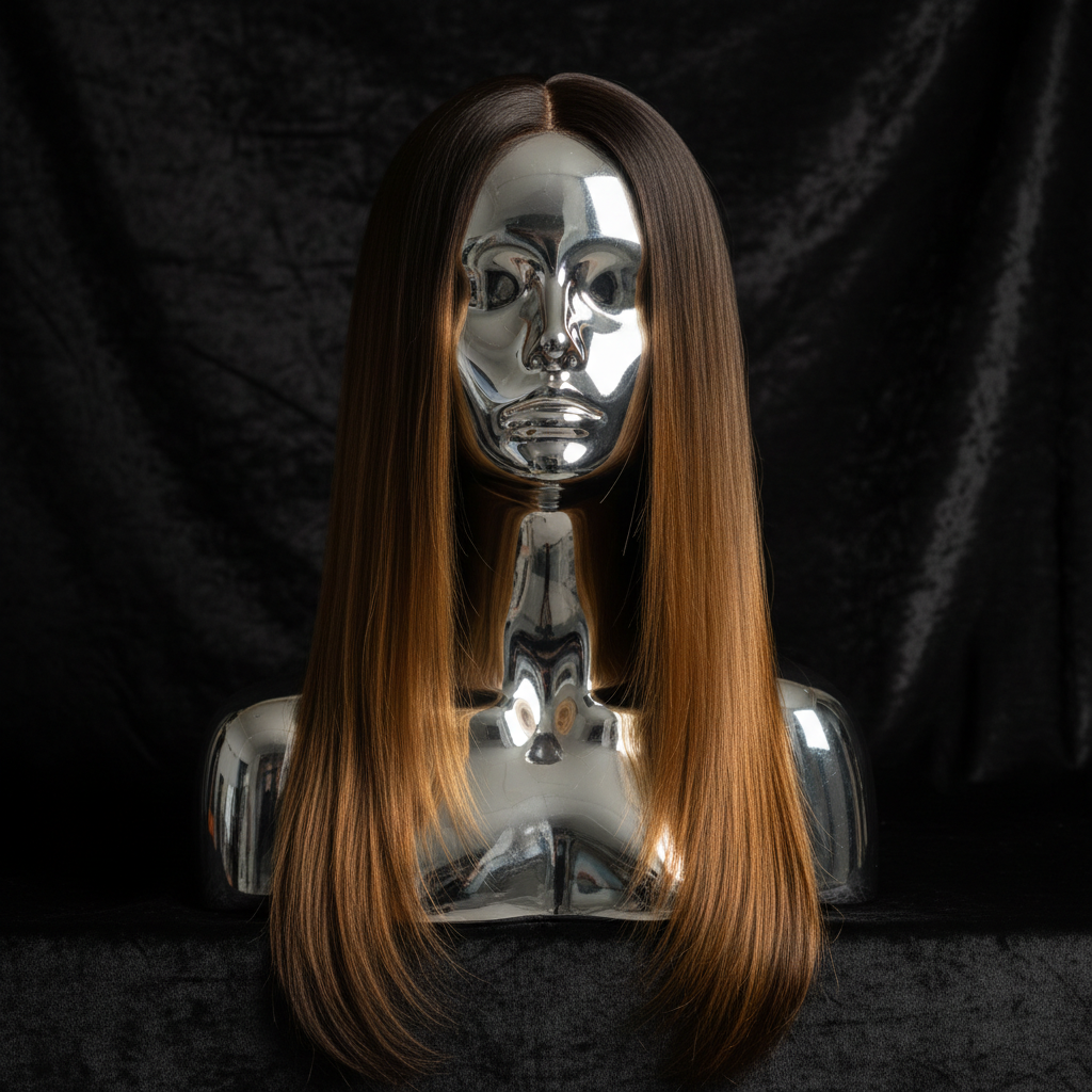 Raw Layla Glueless 5x5 HD Lace Wig on titanium chrome mannequin head