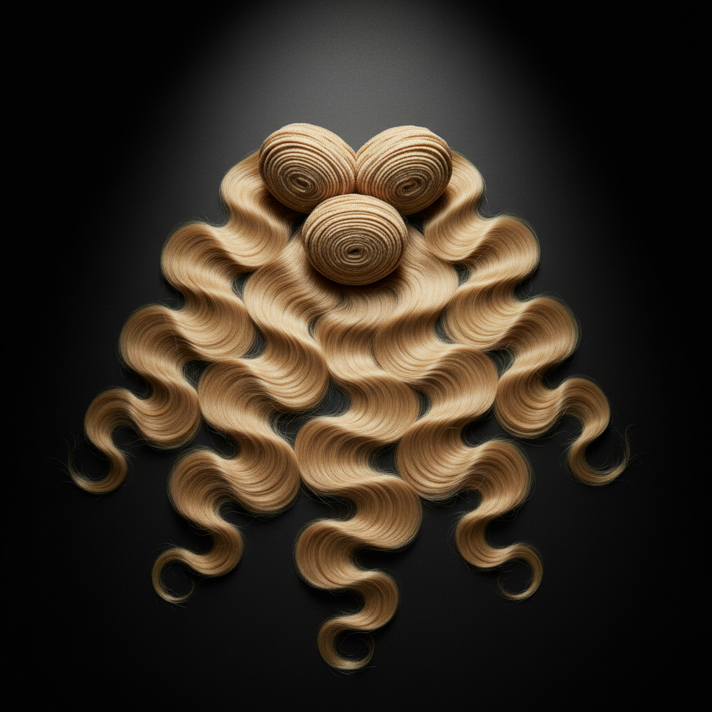 Blonde Body Wave 100% Human Hair Bundles luxury stack display