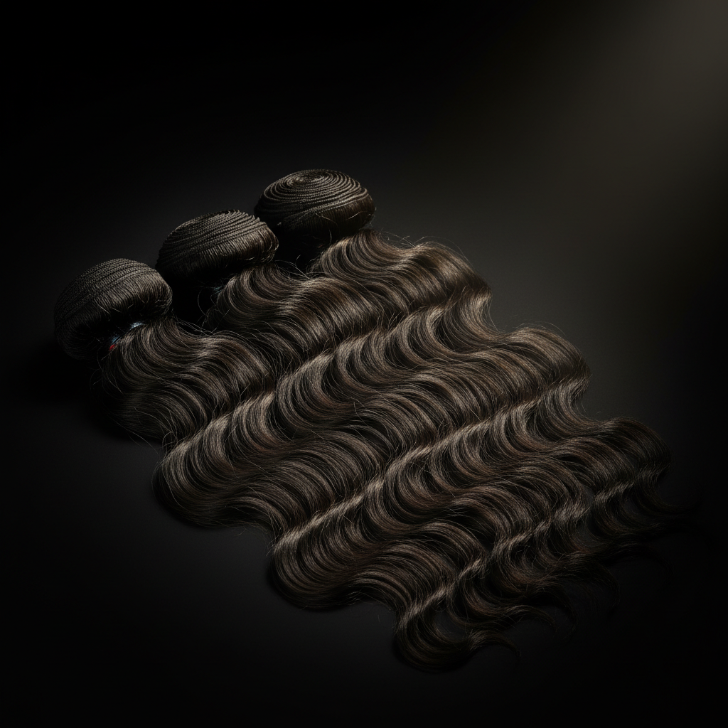 Spanish Wave 100% Human Hair Bundles luxury stack display