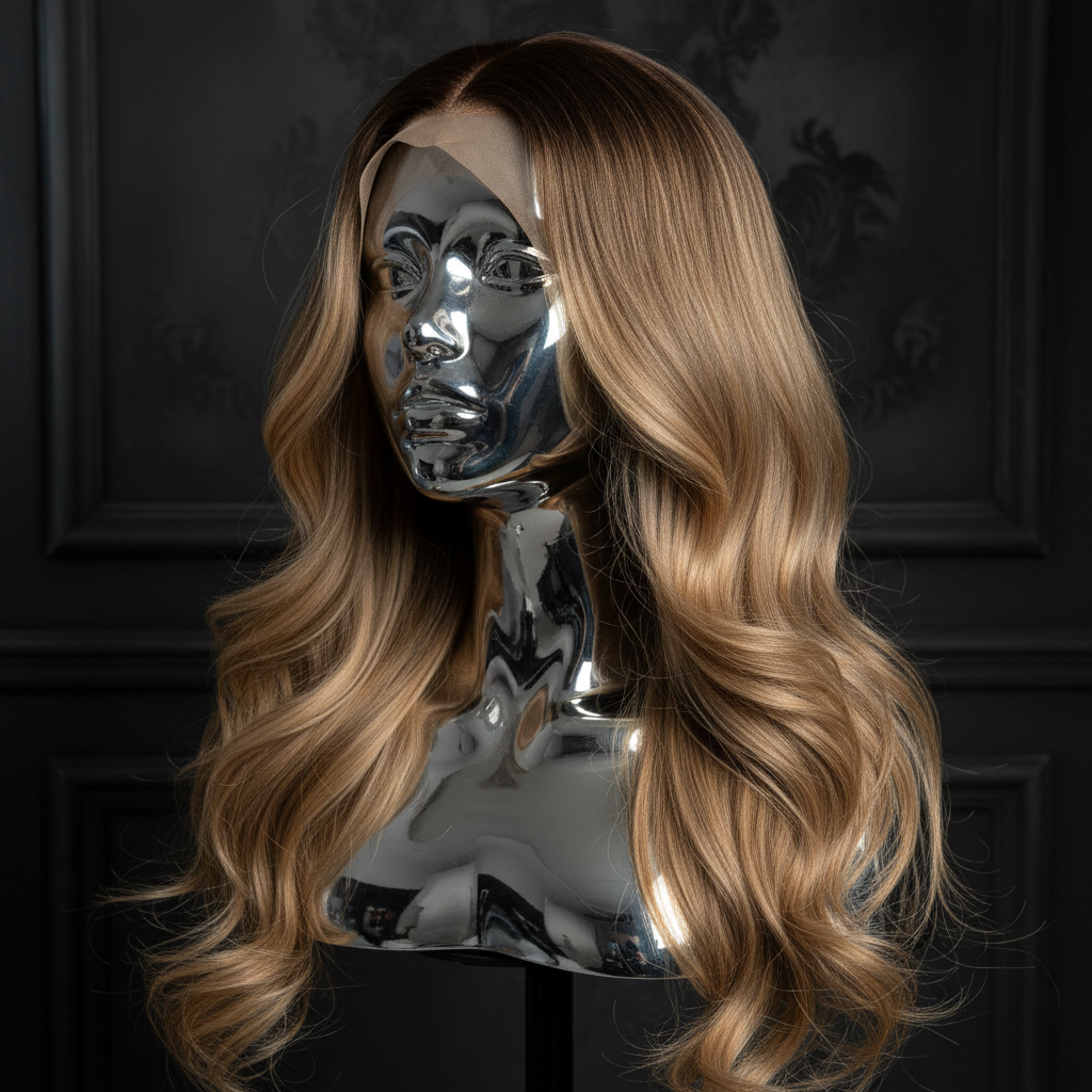 Raw Gabriella Glueless 5x5 HD Lace Wig on titanium chrome mannequin head