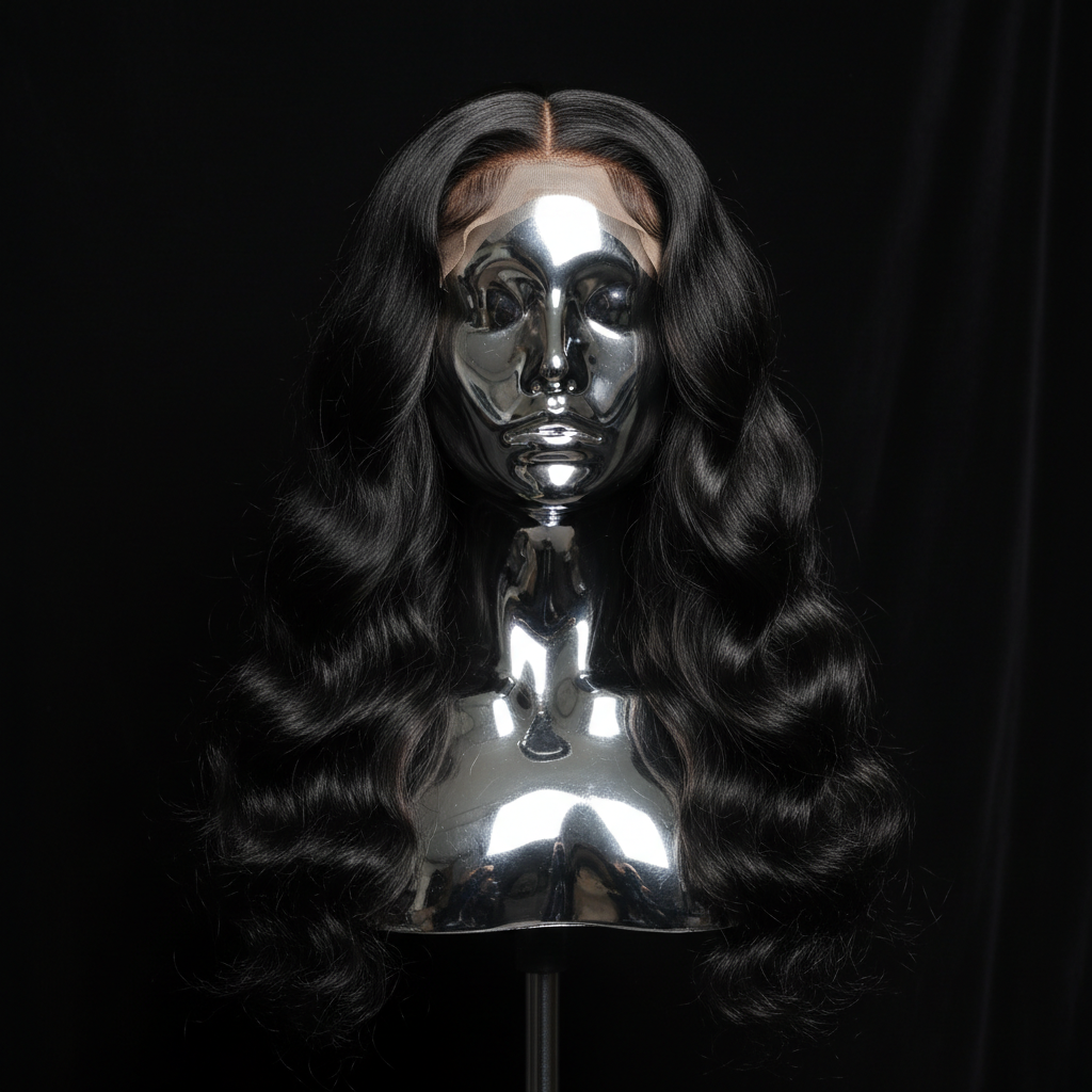 Deep Wave U Part Wig on titanium mannequin head