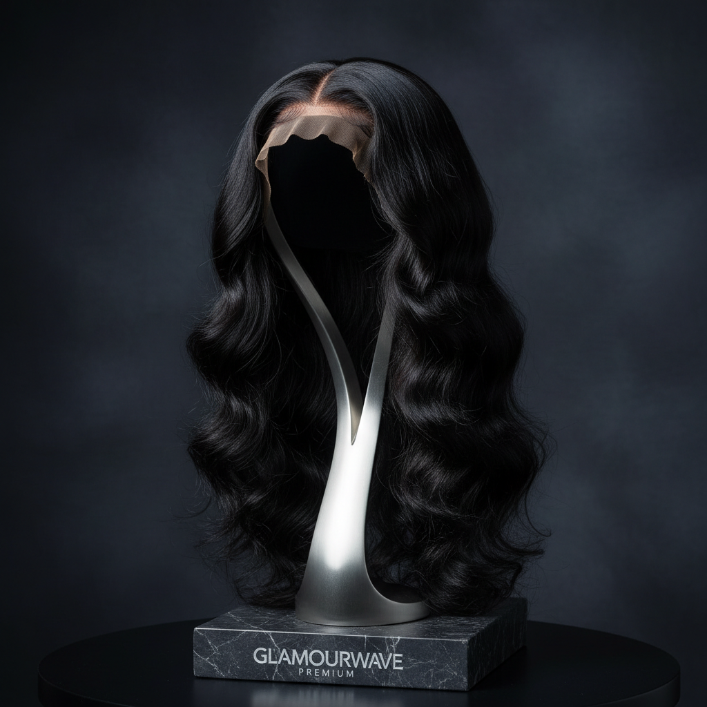 Glueless Body Wave 5x5 HD Lace Closure Wig on titanium wig head
