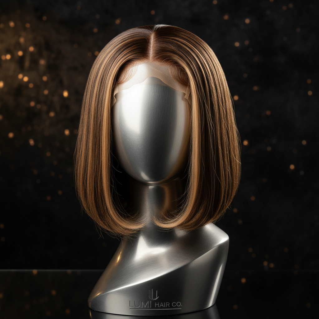 Honeycomb 13x4 Transparent Lace Front Bob Wig on titanium wig head