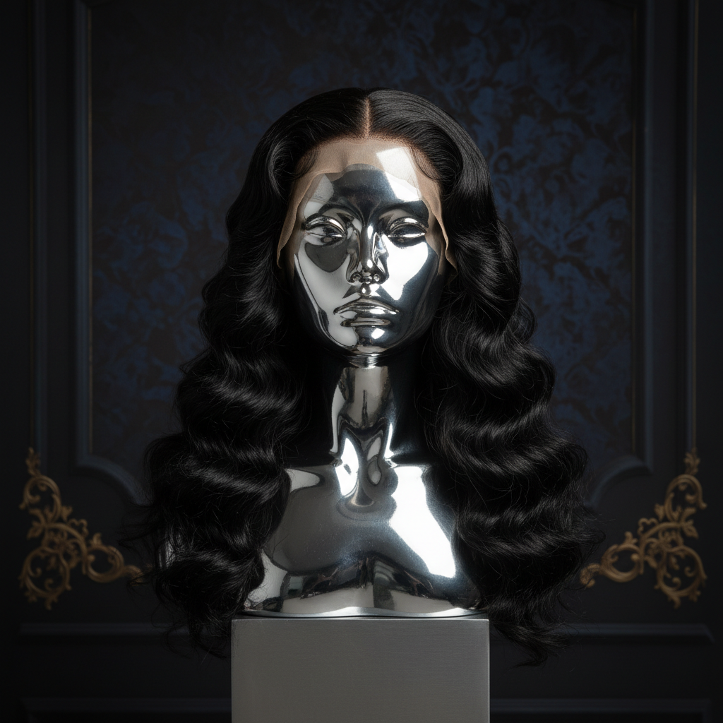 Deep Wave 13x4 HD Lace Front Wig on titanium mannequin head