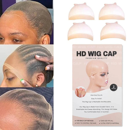 2PCS HD Transparent Wig Caps – Light Brown Nylon Lace Front for Women & Men CartRare