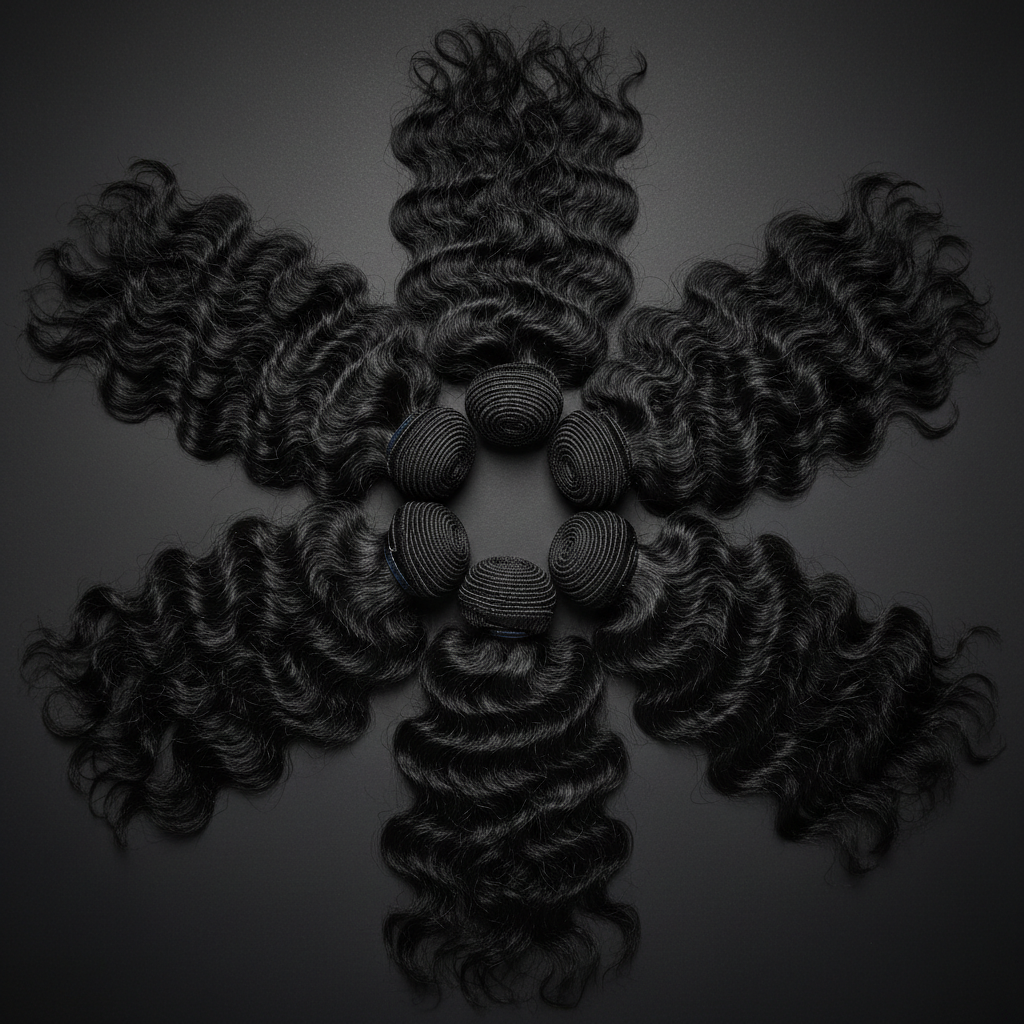 Raw Indian Wavy Bundles Flat Lay
